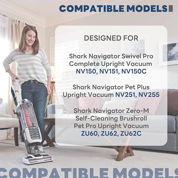 Vacuum Filters Replacement for Shark Navigator Zero-M Self-Cleaning Brushroll Pet Pro Upright Vacuum ZU60 ZU62 ZU62C NV150 NV151 NV255 NV181,1 HEPA Filter, 2 Foam 2 Faux Felt Filters