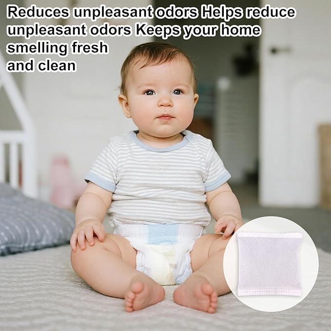 12pcs Carbon Filter Refills for Playtex, 9x7cm/3.54x2.76in Coconut Shell Activated Carbon Odor Absorbing Deodorizer for Diaper Pail Systems Trash Cans Closets & Shoe Cabinets (Gray)