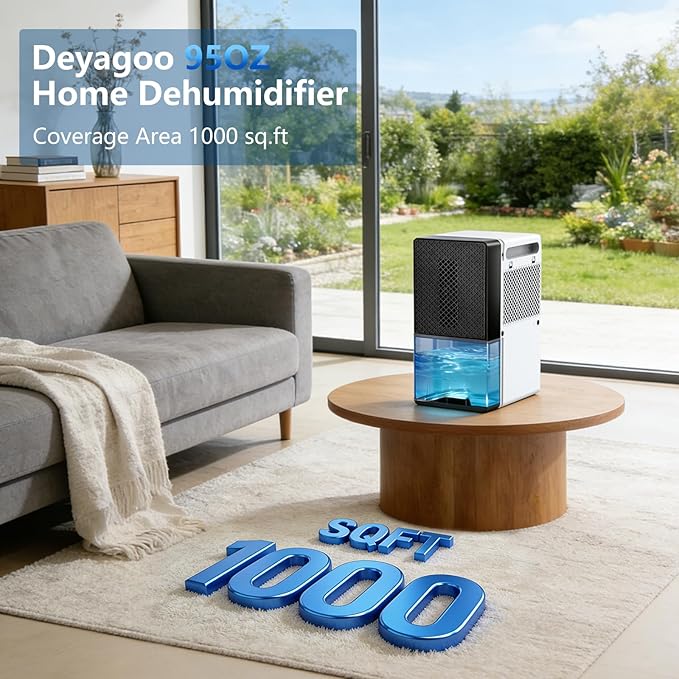 Dehumidifier, 95OZ Dehumidifier for Home 1000 Sq.Ft - Quiet with Auto Shut Off & Relaxing 7 Color Ambient Light,Ideal for Livingroom,Bedroom,Basement,RV,Closet