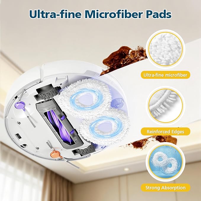 12-Pack Replacement Mop Pads for Narwal Freo, Freo Pro, Freo X Ultra, Z Ultra, Freo Z10 & X10 Pro Robot Vacuum & Mop, Washable Reusable Microfiber Robot Vacuum Mop Pads