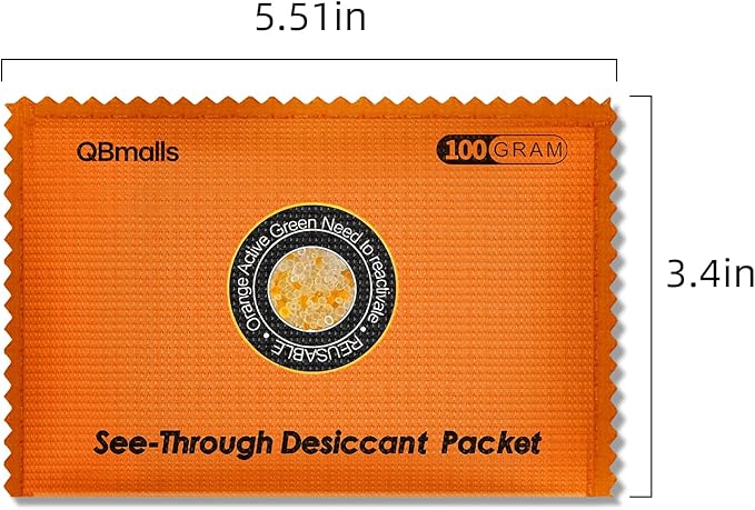 100g [5 Packs] See-Through Desiccant Packs for Storage,Rechargeable Silica Gel Packets, Moisture Absorbers for Storage Bins, 3D Filaments, Cars, Safe, Electronics, Toolboxes,and more.