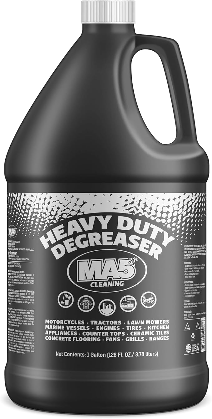 MA5x Heavy Duty Degreaser Cleaner | Indoor and Outdoor Formula | Commercial, Residential, Kitchen, Automotive and Equipment Degreaser and Cleaner | Gallon | Pack of 1