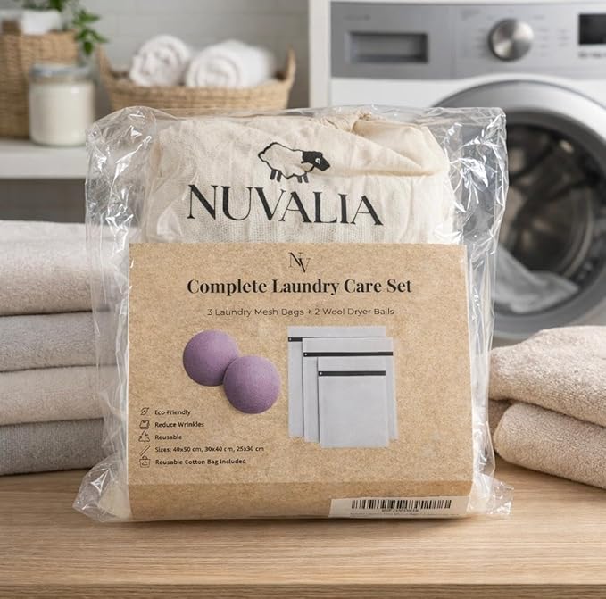 Mesh Laundry Bags for Delicates + 2 wool dryer balls laundry reusable – Fabric Protection for Washing Machine & Dryer - Laundry Care Set