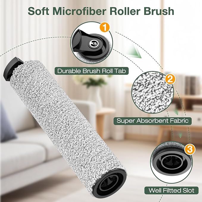 2+4 Pack iFloor 3/ S3 Brush Roller and HEPA Filter Set Compatible with Tineco iFloor 3/ Floor One S3 Cordless Vacuum Cleaner, 2 Pack Brush Rollers + 4 Pack Vacuum HEPA Filters