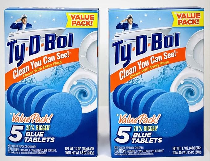 Ty D BOL Toilet Cleaning Tablets with Continuous Blue Spruce Scent keeps Toilets Smelling fresh and clean 10 tabs (2-5 Count Packs) (Blue Spruce)