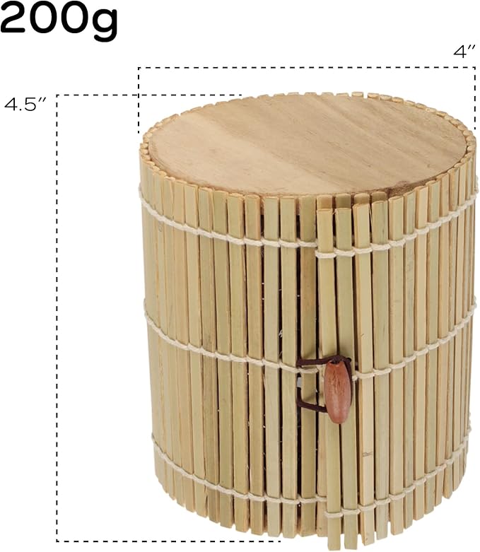 BambooMN Granulated Bamboo Charcoal Odor Absorber Bag in Decorative 4" Green and Brown Cylinder, 2 Sets