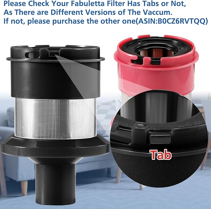 6 Pack FSV001 HEPA Filter Compatible with Fabuletta FSV101, FSV001, Girnoor G160&G165, Afoddon A300, Lubluelu 202, Oraimo OSV-102/225A, Besswin W26 Cordless Stick Vacuum Cleaners, Nequare Vacuum S181