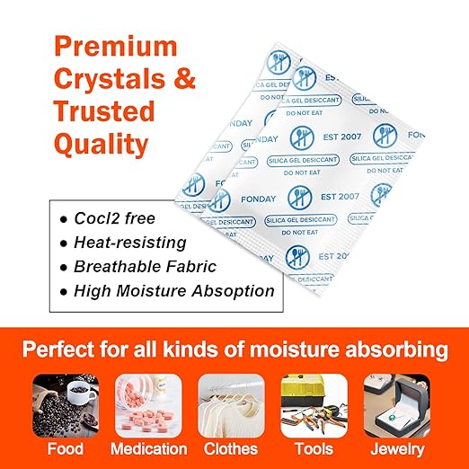 1 Gram 1000 Packets Fonday Food Grade Silica Gel Desiccants Packs Moisture Absorbers Dehumidifier