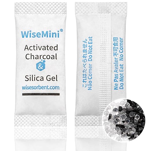 100Pcs 0.5 Gram Desiccant Deodorizer Sachet, Food Safe Desiccant Packs, High Absorption Capacity for Moisture & Odor, Silica Gel & Coconut Shell Activated Carbon Packets