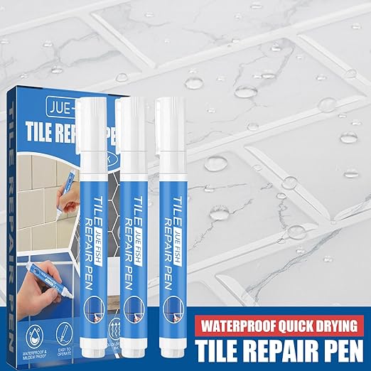 Waterproof Tile Grout Colorant and Sealer Pen, Grout Pen White, for Cleaner Looking Floors, for Wall Floor Bathrooms and Kitchen, 3pcs