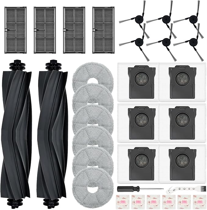 Replacement Kit for Dreame X40 Ultra/X40 Master/L40 Ultra AE/CE/L40 Ultra Gen 2 & Mova P50 Pro/P10,2 Main Brushes,4 Filters,6 Mop Pads & Dust Bags & Scented Tablets & Side Brushes