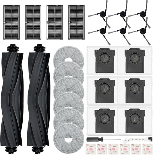 Replacement Kit for Dreame X40 Ultra/X40 Master/L40 Ultra AE/CE/L40 Ultra Gen 2 & Mova P50 Pro/P10,2 Main Brushes,4 Filters,6 Mop Pads & Dust Bags & Scented Tablets & Side Brushes