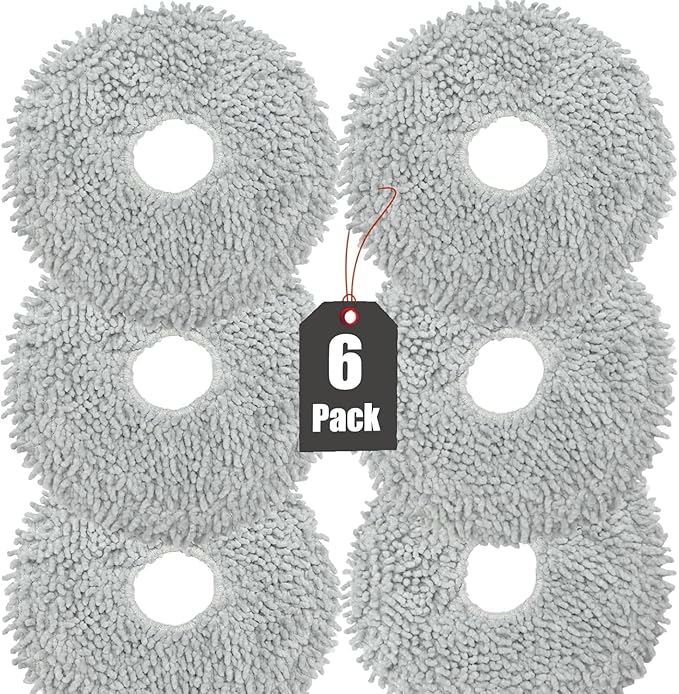 6 Pack Mop Cloth Pads Replacement for Dreame L10s Ultra / L10 Ultra / X40 Ultra Robot Vacuum Cleaner Parts, Wet Mopping Pads Compatible with Dreametech X30 Ultra, Reusable and Washable Accessories