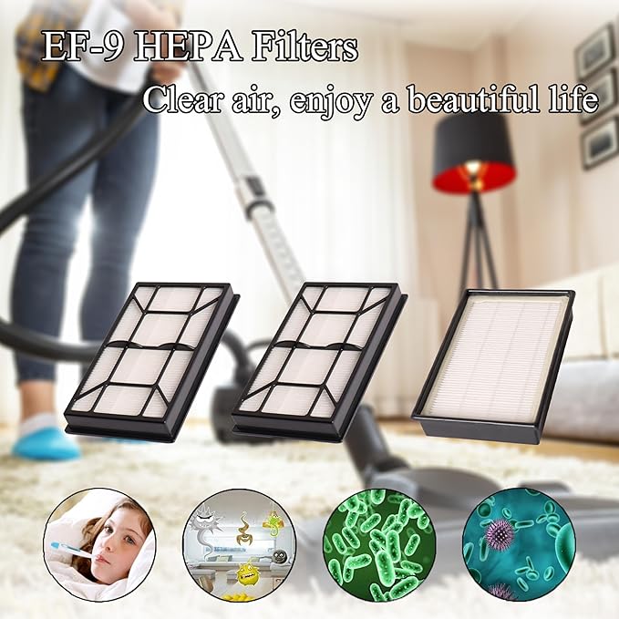 Hepa Media Filter EF-9 53296 for kenmore Upright and Canister Vacuums Replaces Models KC38KDWCZV07-3 Pack