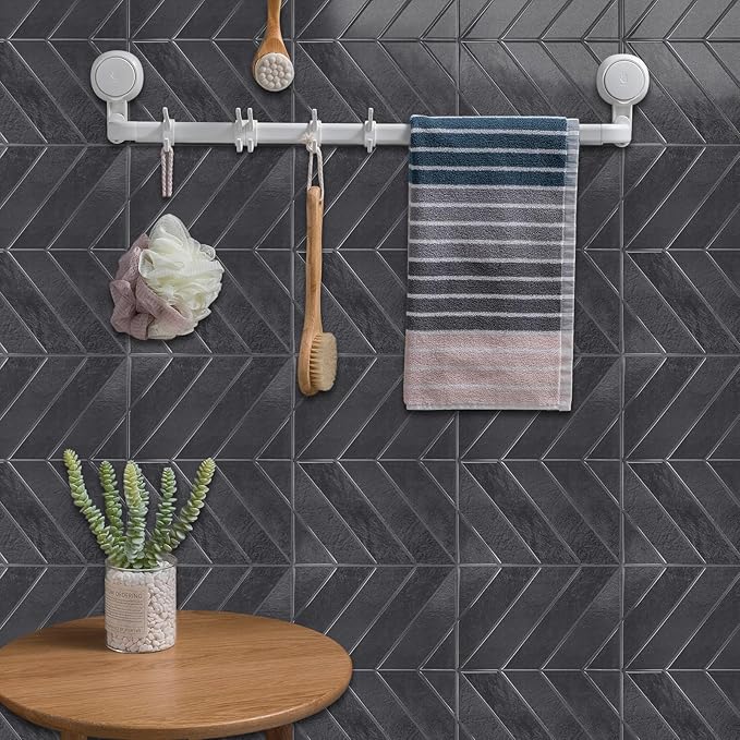 Peel and Stick Backsplash for Kitchen,New Upgrade Herringbone Premium Tiles,Stick on Subway Tile Peel and Stick for Bathroom,Black 10-Sheet.