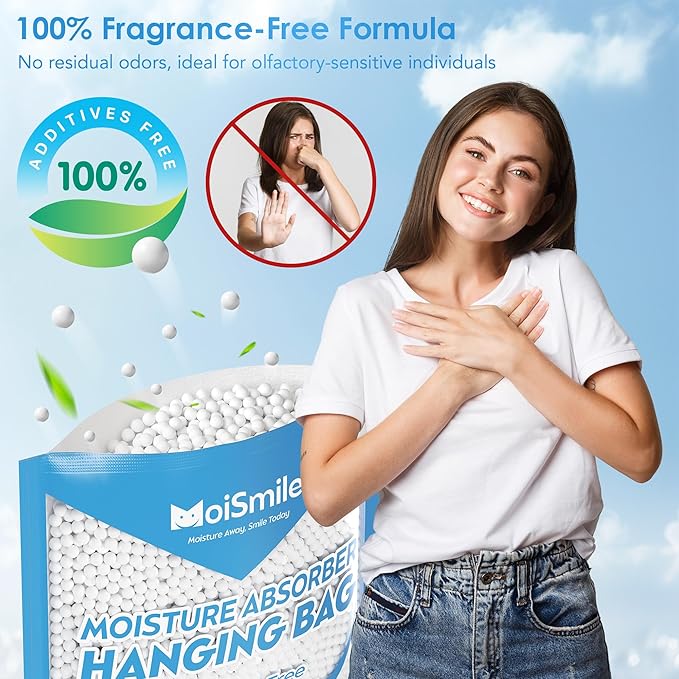 Hanging Moisture Absorbers 3 Pack Net Wt. 17.5oz/Pack, Fragrance Free Closet Dehumidifier Bags, Odor Eliminator & Humidity Absorber, Humidity Packs for Bathroom, Bedroom, Basement, Car, RV & Boat