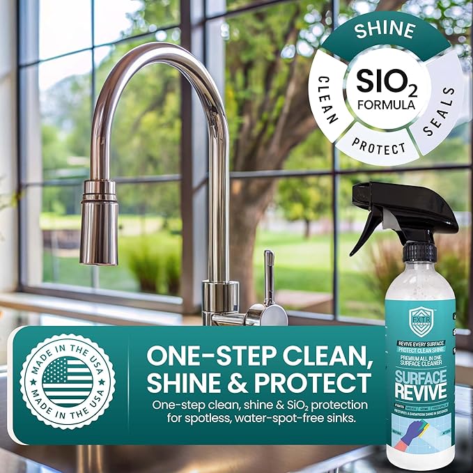 “SiO₂ Multi‑Surface Cleaner Spray for Home Cleaning – Streak‑Free Stainless Steel, Glass, Tile & Countertop Shine and Protectant – Premium All‑Purpose Cleaning Formula for Kitchens, Bathrooms