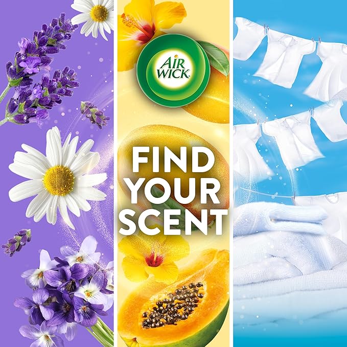 Air Wick Plug in Scented Oil Starter Kit (Warmer + 1 Refill), Fresh Linen, Air Freshener, Essential Oils
