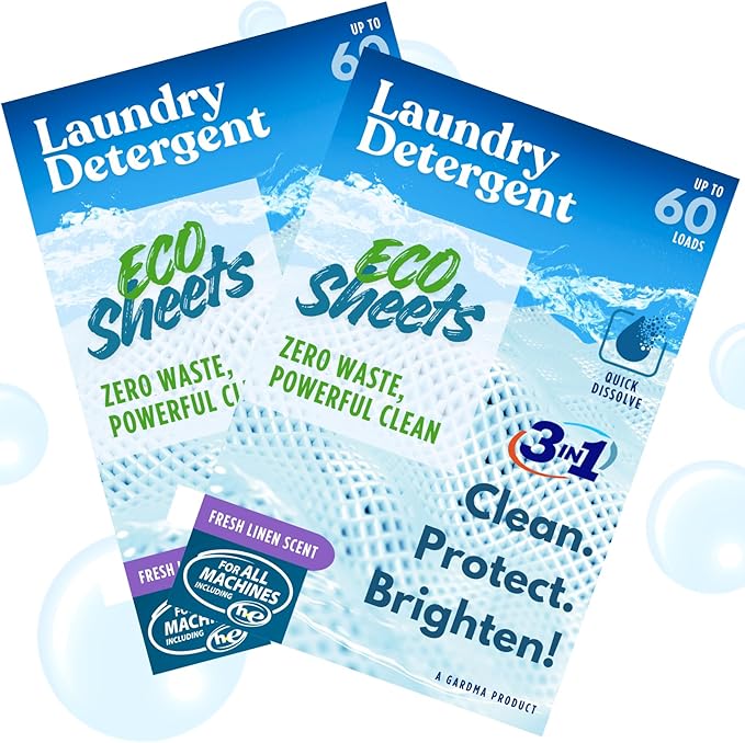 Laundry Detergent Sheets Fresh Linen Scent (Laundry Eco Sheets - Fresh Linen Scent-2 Packs)