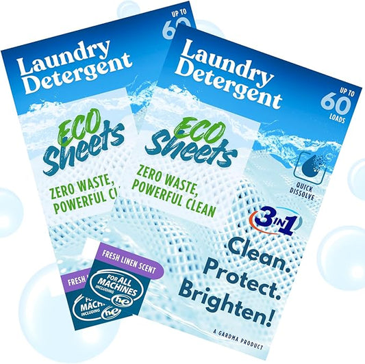 Laundry Detergent Sheets Fresh Linen Scent (Laundry Eco Sheets - Fresh Linen Scent-2 Packs)