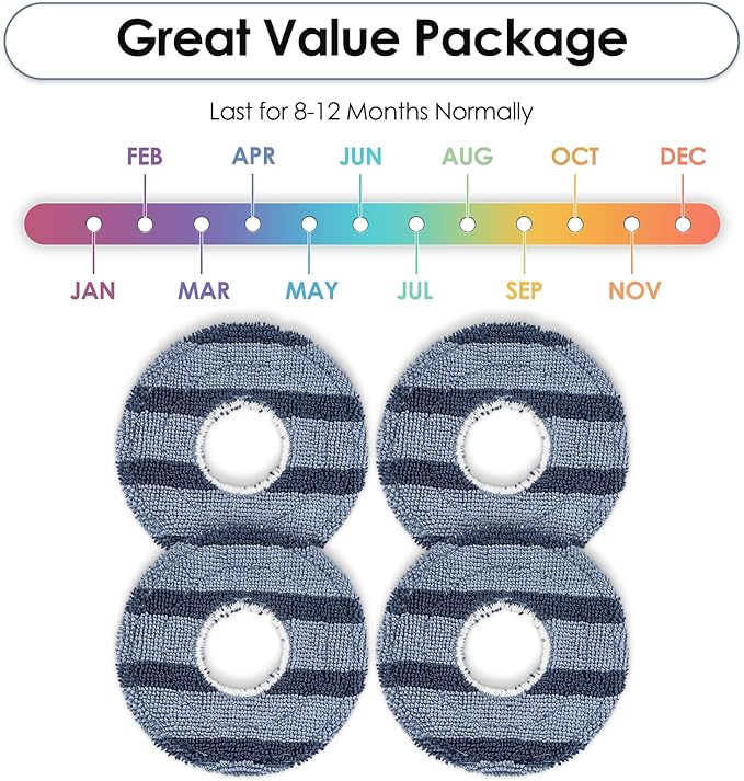 (4 Pack) C20 Omni Mop Pads Compatible with Eufy C20 Omni Robot Vacuum Cleaner, Washable Mop Cloth Accessories Kit, Omni C20 Mopping Pad Refill, Replacement Parts