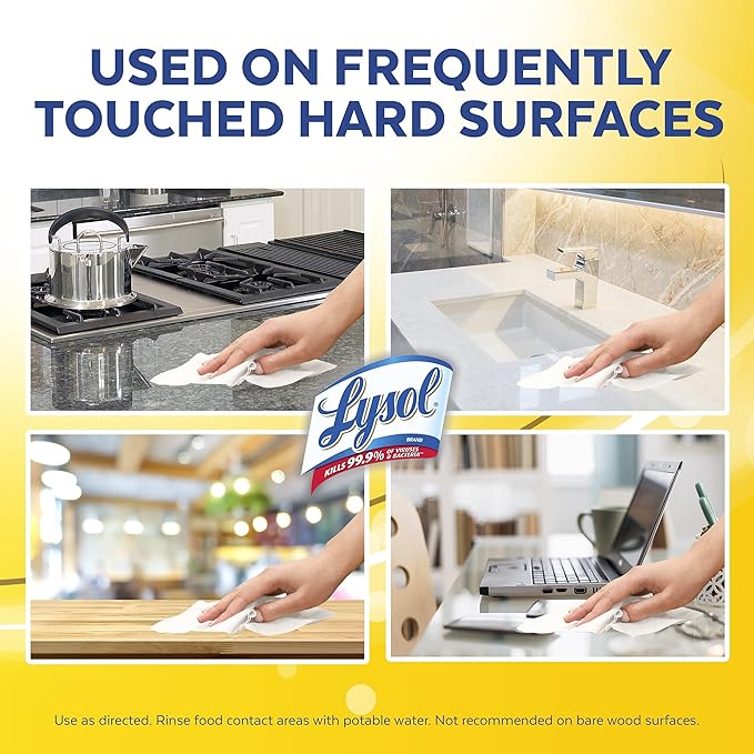 Lysol Disinfectant Wipes, Multi-Surface Antibacterial Cleaning Wipes, for Disinfecting and Cleaning, Lemon and Lime Blossom, 35 Count (Pack of 3)