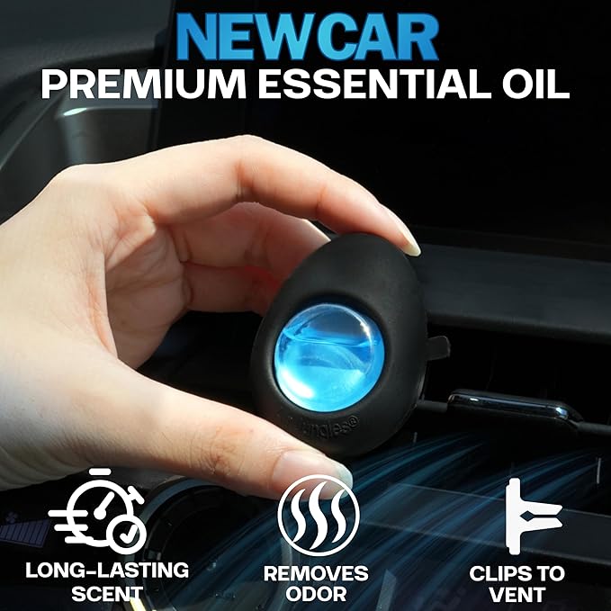 Air Jungles Car Air Freshener Vent Clip 3 Count, New Car Scent, 4 ml Each, Long-Lasting Car Odor Eliminator, Easy Clip-On, Up to 90 Days Freshness for Cars, Trucks, and SUVs