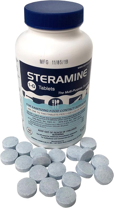Edwards-Councilor S150E48 Steramine Sanitizer Tablets (Sanitabs) 150 Count Bottle - Pack of 6