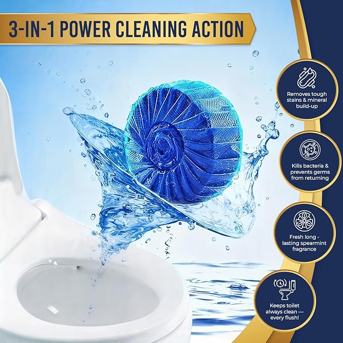 Once Every Month Premium Toilet Tank Cleaning Tablets, 300 Flush Count(50 Tablets),Long Lasting Automatic Cleaner, Spearmint Scent