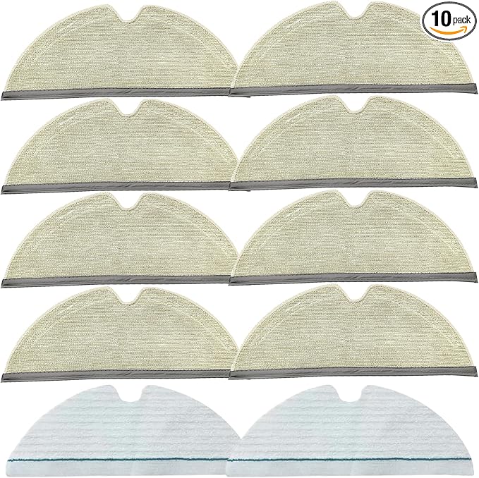 Mop Pad for Roborock Q5 Pro, Q7, Q7 Max, S5, S5 MAX, S6, S6 MAXV, S6 Pure, E-Series, Q5, Q8 Max+, Q8 Max Robot Vacuum Cleaner, 8 Pcs Reusable and 2 Pcs Disposable, Q8 Max Mop Pad Replacement