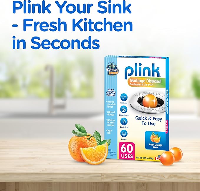 Compac Home Plink Garbage Disposal Cleaner and Deodorizer 60ct VALUE PACK - Orange