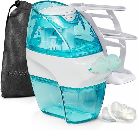 Navage® Nasal Irrigation System Deluxe Bundle, Nose Cleaner for Congestion Relief w/ 30 SaltPods, Storage Caddy, Black Travel Bag & Batteries ($137 Value). Sinus Rinse for Clinically Proven Benefits