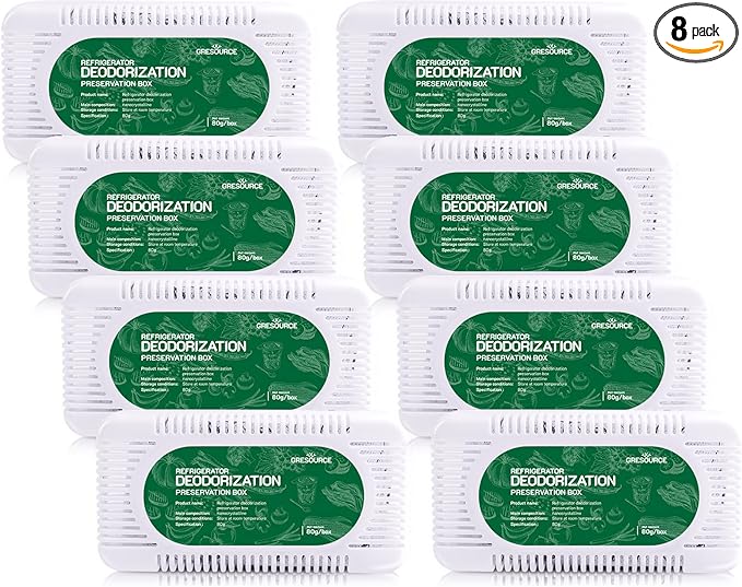 8 Pack Fridge Deodorizer, Refrigerator and Freezer Deodorizer Odor Eliminator Reusable, Unscented Activated Carbon Odor Absorber and Moisture for Freezers, Coolers, Closet and Trash Can