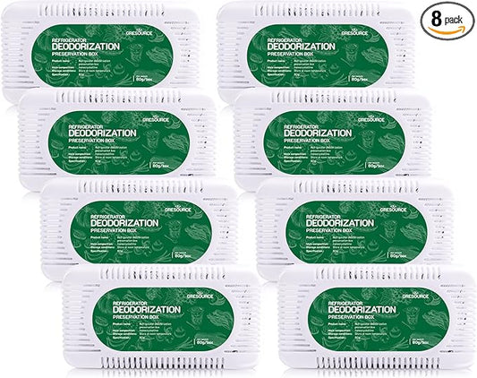 8 Pack Fridge Deodorizer, Refrigerator and Freezer Deodorizer Odor Eliminator Reusable, Unscented Activated Carbon Odor Absorber and Moisture for Freezers, Coolers, Closet and Trash Can