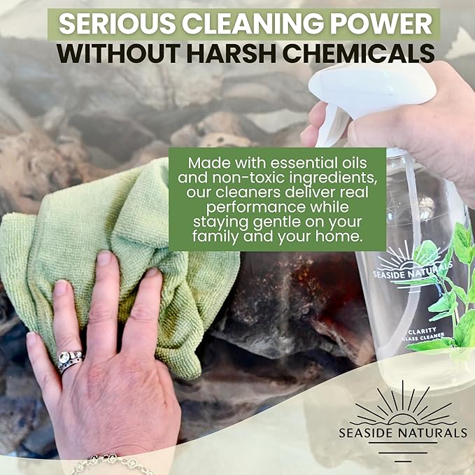 Start Up Kit – Plant-Based All-Purpose, Glass & Bathroom Cleaners (Glass Bottles, Sprayers & Concentrates, Essential Oils: Eucalyptus, Lavender, Tea Tree, Peppermint, Citrus) Kid & Pet Safe, Non-Toxic