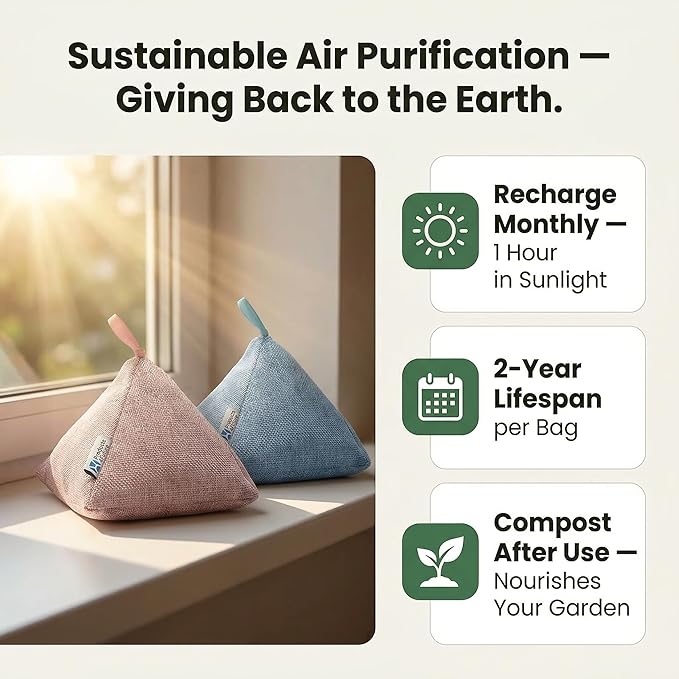 4 Pack of 200g Naturally Activated Bamboo Charcoal Air Purifying Bags & 56 Colorful Push Pin Magnets | Natural Home Deodorizer Bags | 7 Assorted Color Strong Magnetic Push Pins | Organic, Eco Friendly
