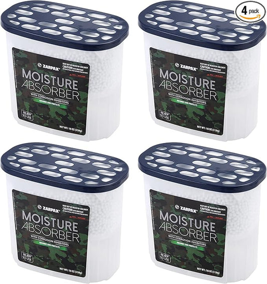 Moisture Absorber Corrosion Inhibitors Gun & Gear 17.6 oz/500g | Removes Moisture, Damp & Humidity | Odor Absorber | Moisture Trap for Bathroom, Closet, Kitchen | Set of 4