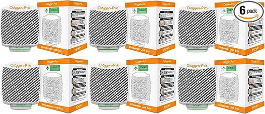 Oxygen-Pro - Fragrance Dispenser, Commercial Air Freshener and Deodorizer, Wall Mounted, Battery Operated Automatic Dispenser, Odor Eliminator and Fragrancing System (6 Pack)