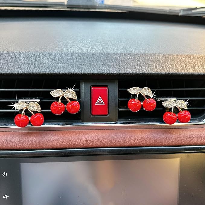 4pcs Cute Turtle Car Air Vent Diffuser – Clip-On Fragrance Air Freshener for Cars with Replaceable Refills, Adorable Animal Car Vent Clip for SUV & Truck (Red Cherry, Ocean)