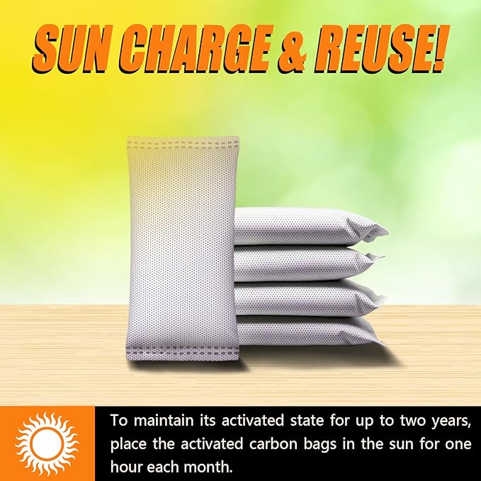 Coconut Shell Charcoal Air Purifying Bags 50g, Removes Odors and Moisture, Nature Fresh Air Purifier Bags, Odor Eliminator for Home, Car, Pets, Bathroom, Basement