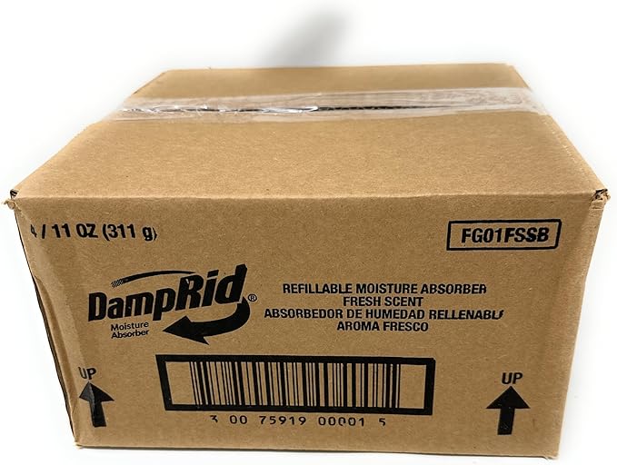 DampRid Refillable Moisture Absorber, 10.5 oz. Cups, 4 Pack, Fresh Scent, Traps Moisture for Fresher, Cleaner Air, No Electricity Required, Lasts Up To 60 Days