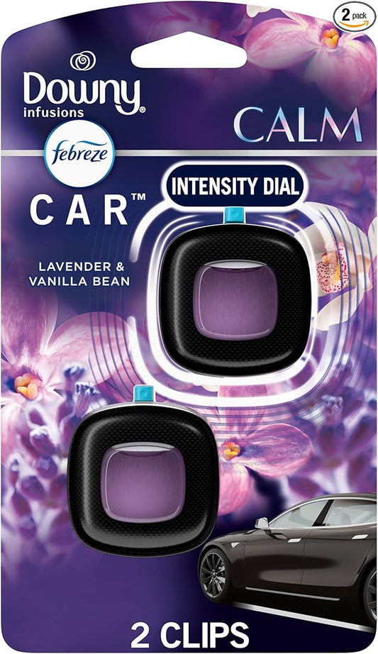 Febreze Car Vent Clip, Downy Calm Scent, 2 Count, 0.13 oz Total