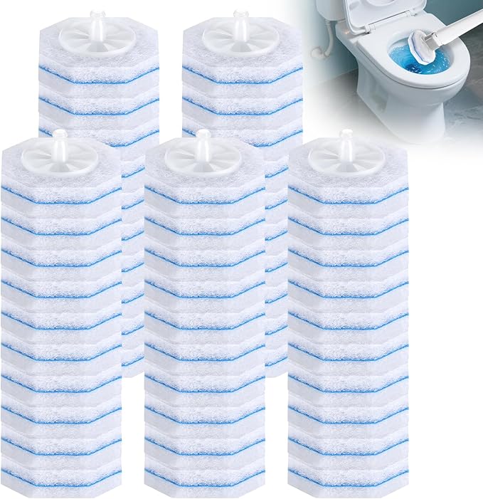 50 Count Disposable Toilet Brush Refills, Toilet Bowl Cleaner, Compatible with Most Toilet Wand for Home and Bathroom Cleaning