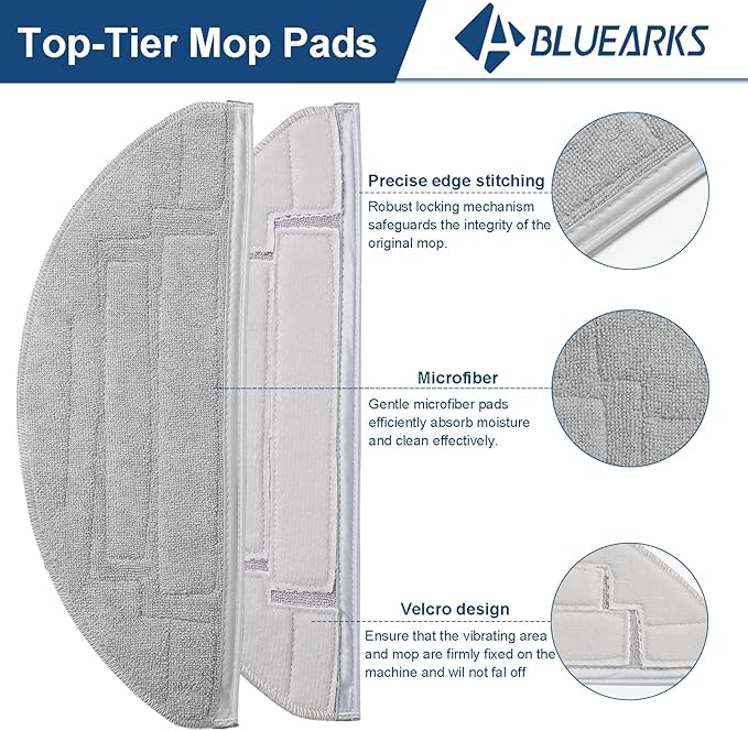6 Pack Mop Pads Compatible with Roborock S8 Pro Ultra Robot Vacuum, Reusable Microfiber Mopping Pad Replacement Accessories