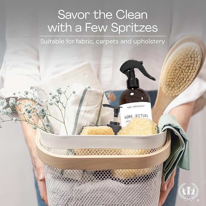 Muse Apothecary Home Ritual Active Odor Eliminator Spray - Furniture Deodorizer Spray & Bathroom Odor Eliminator for Home - Essential Oil Air Freshener - 4oz, Cara Orange + Fig + Blackberry Vanilla
