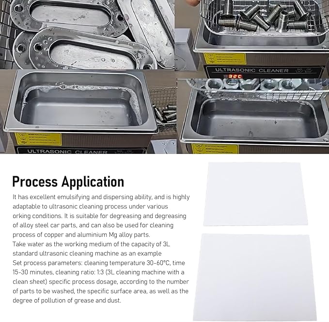 Ultrasonic Machine Degreaser Cleaning Sheet for Degreasing Alloy Steel Automotive Parts, Cleaning Copper, Aluminum Mg Alloy Parts, Glasses, Jewelry, Watches. 40 Sheets