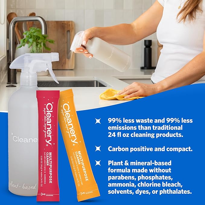 Multipurpose Cleaner Powder Concentrate Refills 4 Pack, Makes 24 fl oz Each, Lemon Lime