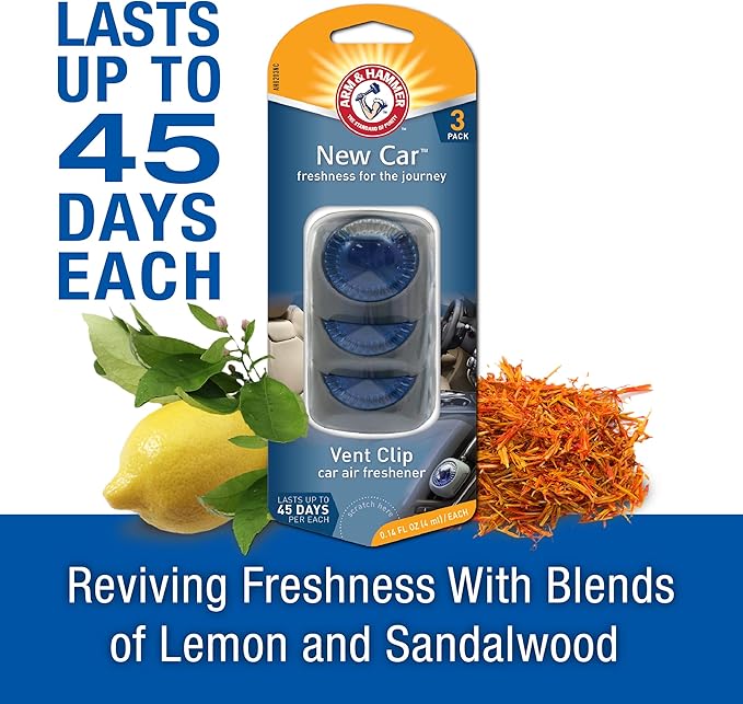 Arm & Hammer AH8203NC New Car Freshness Vent Clip for Car Air Freshener 4 Pack of 3 Piece in Each