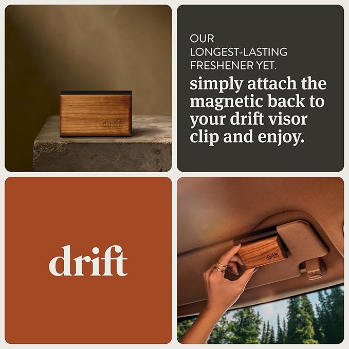 Drift Car Air Freshener - The Original Wood Air Freshener - Car Odor Eliminator - Long Lasting Scent - Metal Clip - Essential Oils - Clean Ingredients - Cabana Scent 3 Pack Refill - NO CLIP INCLUDED