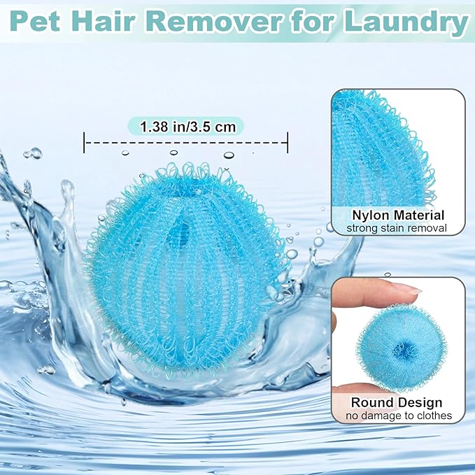 12PCS Pet Hair Remover for Laundry, Reusable Laundry Dog Hair Catcher Dryer Balls, Washing Machine Pet Hair Catcher Lint Remover for Removing Dog and Cat Fur from Clothing